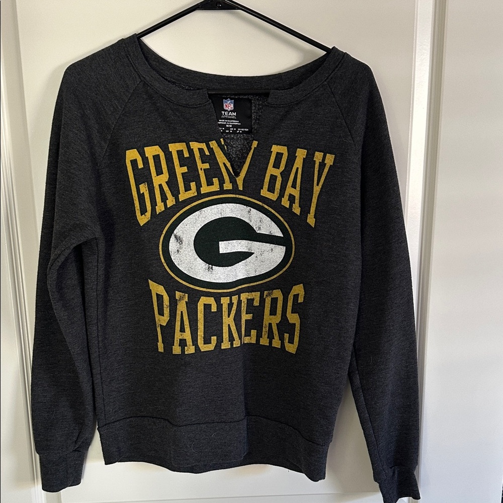 Women's Gray Green Bay Packers Crew Neck Sweater